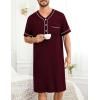 image:imageSWOMOG Mens Nightgown Short Sleeve Lounge Sleep Henley Shirt Pajama Big amp Tall Nightshirt Comfy Nightwear M3XLDeep Grape Purple