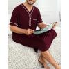 image:imageSWOMOG Mens Nightgown Short Sleeve Lounge Sleep Henley Shirt Pajama Big amp Tall Nightshirt Comfy Nightwear M3XLDeep Grape Purple