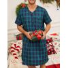 image:imageSWOMOG Mens Nightgown Short Sleeve Lounge Sleep Henley Shirt Pajama Big amp Tall Nightshirt Comfy Nightwear M3XLGreen Black Plaid