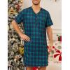 image:imageSWOMOG Mens Nightgown Short Sleeve Lounge Sleep Henley Shirt Pajama Big amp Tall Nightshirt Comfy Nightwear M3XLGreen Black Plaid