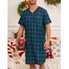 image:imageSWOMOG Mens Nightgown Short Sleeve Lounge Sleep Henley Shirt Pajama Big amp Tall Nightshirt Comfy Nightwear M3XLGreen Black Plaid