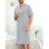 image:imageSWOMOG Mens Nightgown Short Sleeve Lounge Sleep Henley Shirt Pajama Big amp Tall Nightshirt Comfy Nightwear M3XLGrey