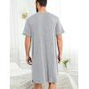 image:imageSWOMOG Mens Nightgown Short Sleeve Lounge Sleep Henley Shirt Pajama Big amp Tall Nightshirt Comfy Nightwear M3XLGrey