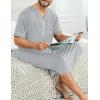 image:imageSWOMOG Mens Nightgown Short Sleeve Lounge Sleep Henley Shirt Pajama Big amp Tall Nightshirt Comfy Nightwear M3XLGrey