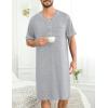 image:imageSWOMOG Mens Nightgown Short Sleeve Lounge Sleep Henley Shirt Pajama Big amp Tall Nightshirt Comfy Nightwear M3XLGrey