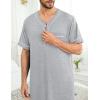 image:imageSWOMOG Mens Nightgown Short Sleeve Lounge Sleep Henley Shirt Pajama Big amp Tall Nightshirt Comfy Nightwear M3XLGrey