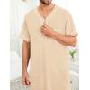 image:imageSWOMOG Mens Nightgown Short Sleeve Lounge Sleep Henley Shirt Pajama Big amp Tall Nightshirt Comfy Nightwear M3XLKhaki