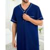 image:imageSWOMOG Mens Nightgown Short Sleeve Lounge Sleep Henley Shirt Pajama Big amp Tall Nightshirt Comfy Nightwear M3XLNavy Blue
