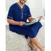 image:imageSWOMOG Mens Nightgown Short Sleeve Lounge Sleep Henley Shirt Pajama Big amp Tall Nightshirt Comfy Nightwear M3XLNavy Blue
