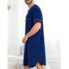 image:imageSWOMOG Mens Nightgown Short Sleeve Lounge Sleep Henley Shirt Pajama Big amp Tall Nightshirt Comfy Nightwear M3XLNavy Blue