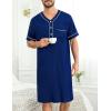 image:imageSWOMOG Mens Nightgown Short Sleeve Lounge Sleep Henley Shirt Pajama Big amp Tall Nightshirt Comfy Nightwear M3XLNavy Blue