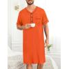 image:imageSWOMOG Mens Nightgown Short Sleeve Lounge Sleep Henley Shirt Pajama Big amp Tall Nightshirt Comfy Nightwear M3XLOrange