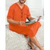 image:imageSWOMOG Mens Nightgown Short Sleeve Lounge Sleep Henley Shirt Pajama Big amp Tall Nightshirt Comfy Nightwear M3XLOrange