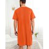image:imageSWOMOG Mens Nightgown Short Sleeve Lounge Sleep Henley Shirt Pajama Big amp Tall Nightshirt Comfy Nightwear M3XLOrange