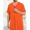 image:imageSWOMOG Mens Nightgown Short Sleeve Lounge Sleep Henley Shirt Pajama Big amp Tall Nightshirt Comfy Nightwear M3XLOrange