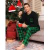 image:imageSWOMOG Mens Pajamas Set Long Sleeve Mens Sleepwear Pj Sets Henley Shirts and Pants Soft 2 Pcs Lounge Sets with PocketsBlack Green Grid