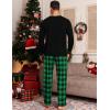 image:imageSWOMOG Mens Pajamas Set Long Sleeve Mens Sleepwear Pj Sets Henley Shirts and Pants Soft 2 Pcs Lounge Sets with PocketsBlack Green Grid