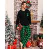 image:imageSWOMOG Mens Pajamas Set Long Sleeve Mens Sleepwear Pj Sets Henley Shirts and Pants Soft 2 Pcs Lounge Sets with PocketsBlack Green Grid