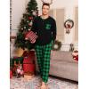 image:imageSWOMOG Mens Pajamas Set Long Sleeve Mens Sleepwear Pj Sets Henley Shirts and Pants Soft 2 Pcs Lounge Sets with PocketsBlack Green Grid