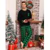 image:imageSWOMOG Mens Pajamas Set Long Sleeve Mens Sleepwear Pj Sets Henley Shirts and Pants Soft 2 Pcs Lounge Sets with PocketsBlack Green Grid