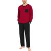 image:imageSWOMOG Mens Pajamas Set Long Sleeve Mens Sleepwear Pj Sets Henley Shirts and Pants Soft 2 Pcs Lounge Sets with PocketsWine Red