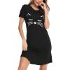 image:imageSWOMOG Nightgown Womens Cotton Night Shirt for Sleeping Cute Print Short Sleeve Sleep Shirts