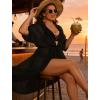 image:imageSWOMOG Women Cover Ups Plus Size Swimsuit Chiffon Kimono Long Cardigan Open Front Bathing Suit Summer Flowy Bikini BeachwearBlack