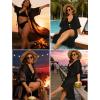 image:imageSWOMOG Women Cover Ups Plus Size Swimsuit Chiffon Kimono Long Cardigan Open Front Bathing Suit Summer Flowy Bikini BeachwearBlack