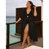 image:imageSWOMOG Women Cover Ups Plus Size Swimsuit Chiffon Kimono Long Cardigan Open Front Bathing Suit Summer Flowy Bikini BeachwearBlack