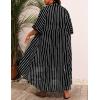image:imageSWOMOG Women Cover Ups Plus Size Swimsuit Chiffon Kimono Long Cardigan Open Front Bathing Suit Summer Flowy Bikini BeachwearBlack Stripe