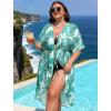 image:imageSWOMOG Women Cover Ups Plus Size Swimsuit Chiffon Kimono Long Cardigan Open Front Bathing Suit Summer Flowy Bikini BeachwearGreen Leaf