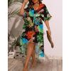 image:imageSWOMOG Women Cover Ups Plus Size Swimsuit Chiffon Kimono Long Cardigan Open Front Bathing Suit Summer Flowy Bikini BeachwearMuticolor Leaf
