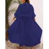 image:imageSWOMOG Women Cover Ups Plus Size Swimsuit Chiffon Kimono Long Cardigan Open Front Bathing Suit Summer Flowy Bikini BeachwearNavy Blue