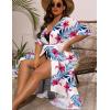 image:imageSWOMOG Women Cover Ups Plus Size Swimsuit Chiffon Kimono Long Cardigan Open Front Bathing Suit Summer Flowy Bikini BeachwearRed Floral