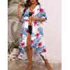 image:imageSWOMOG Women Cover Ups Plus Size Swimsuit Chiffon Kimono Long Cardigan Open Front Bathing Suit Summer Flowy Bikini BeachwearRed Floral