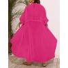 image:imageSWOMOG Women Cover Ups Plus Size Swimsuit Chiffon Kimono Long Cardigan Open Front Bathing Suit Summer Flowy Bikini BeachwearRose Red