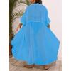 image:imageSWOMOG Women Cover Ups Plus Size Swimsuit Chiffon Kimono Long Cardigan Open Front Bathing Suit Summer Flowy Bikini BeachwearSky Blue