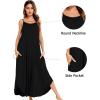 image:imageSWOMOG Women Long Nightgown Pajama Dress Soft Strap Nightdress Summer Sleeveless Nightshirt Lounge Dress with PocketsBlack