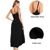 image:imageSWOMOG Women Long Nightgown Pajama Dress Soft Strap Nightdress Summer Sleeveless Nightshirt Lounge Dress with PocketsBlack
