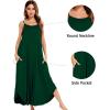 image:imageSWOMOG Women Long Nightgown Pajama Dress Soft Strap Nightdress Summer Sleeveless Nightshirt Lounge Dress with PocketsGreen