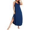 image:imageSWOMOG Women Long Nightgown Pajama Dress Soft Strap Nightdress Summer Sleeveless Nightshirt Lounge Dress with PocketsNavy Blue