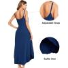 image:imageSWOMOG Women Long Nightgown Pajama Dress Soft Strap Nightdress Summer Sleeveless Nightshirt Lounge Dress with PocketsNavy Blue