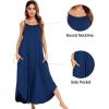 image:imageSWOMOG Women Long Nightgown Pajama Dress Soft Strap Nightdress Summer Sleeveless Nightshirt Lounge Dress with PocketsNavy Blue