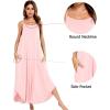 image:imageSWOMOG Women Long Nightgown Pajama Dress Soft Strap Nightdress Summer Sleeveless Nightshirt Lounge Dress with PocketsPink