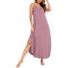 image:imageSWOMOG Women Long Nightgown Pajama Dress Soft Strap Nightdress Summer Sleeveless Nightshirt Lounge Dress with PocketsTaropurple