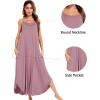 image:imageSWOMOG Women Long Nightgown Pajama Dress Soft Strap Nightdress Summer Sleeveless Nightshirt Lounge Dress with PocketsTaropurple