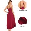 image:imageSWOMOG Women Long Nightgown Pajama Dress Soft Strap Nightdress Summer Sleeveless Nightshirt Lounge Dress with PocketsWine Red