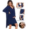 image:imageSWOMOG Women Maternity Nursing Gown and Robe Set 3 in 1 Labor Delivery Nursing Nightgown for Breastfeeding Hospital BathrobeAnavy Blue