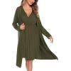 image:imageSWOMOG Women Maternity Nursing Gown and Robe Set 3 in 1 Labor Delivery Nursing Nightgown for Breastfeeding Hospital BathrobeArmy Green