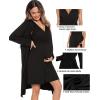 image:imageSWOMOG Women Maternity Nursing Gown and Robe Set 3 in 1 Labor Delivery Nursing Nightgown for Breastfeeding Hospital BathrobeBlack